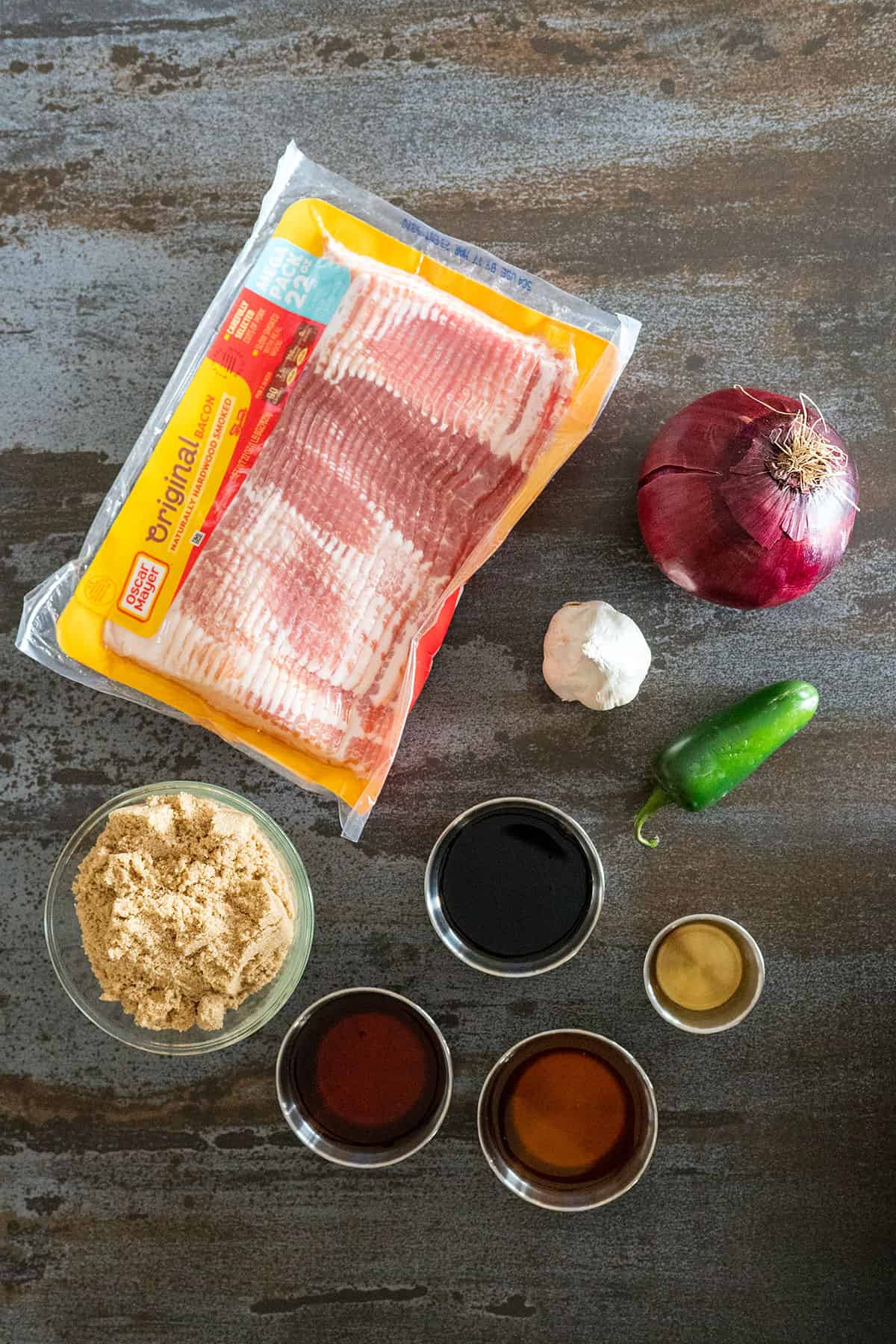 bacon jam ingredients.