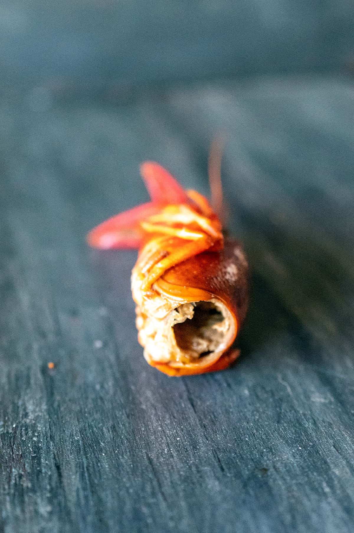 showing the inside of a crawfish head.