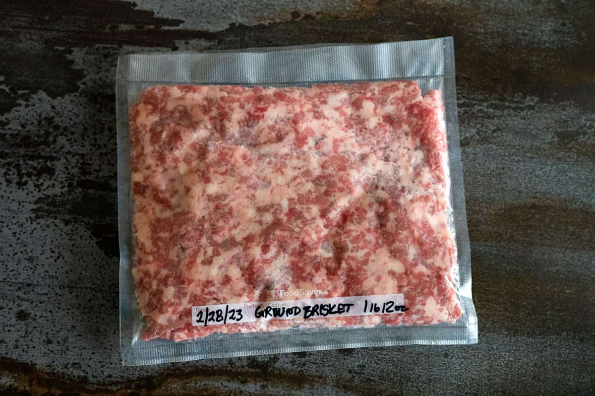 bag of ground beef.