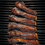 rack of smoked beef back ribs.
