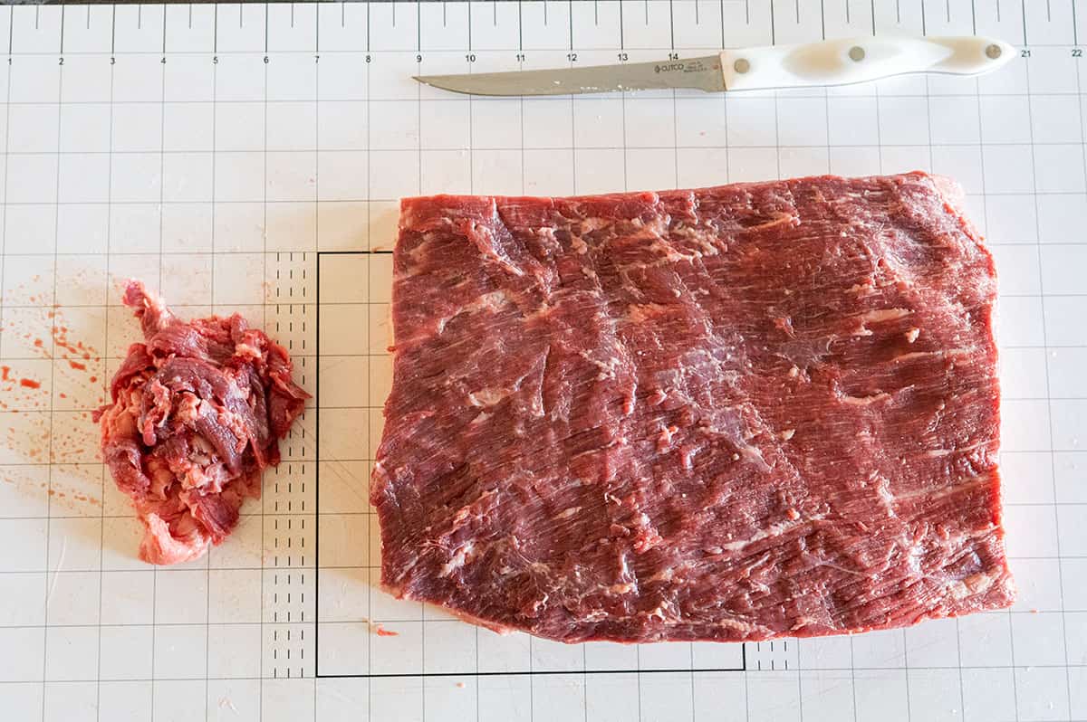 silver skin removed from brisket flat.