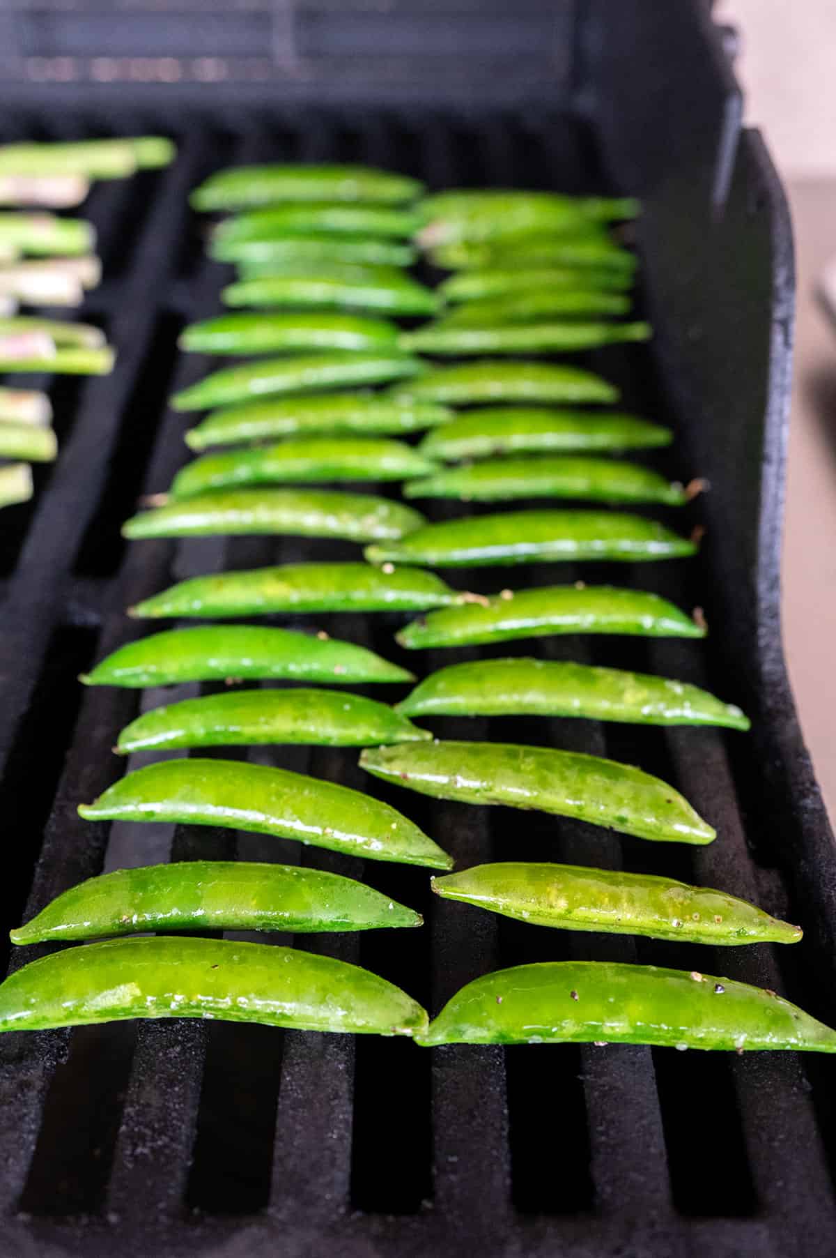 snap peas on grill.