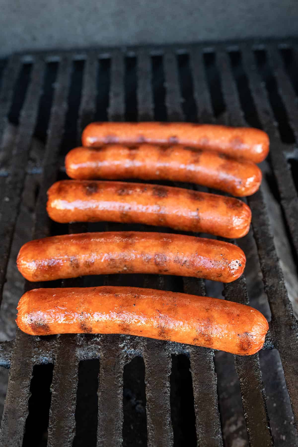 grilled hot dogs on grill.