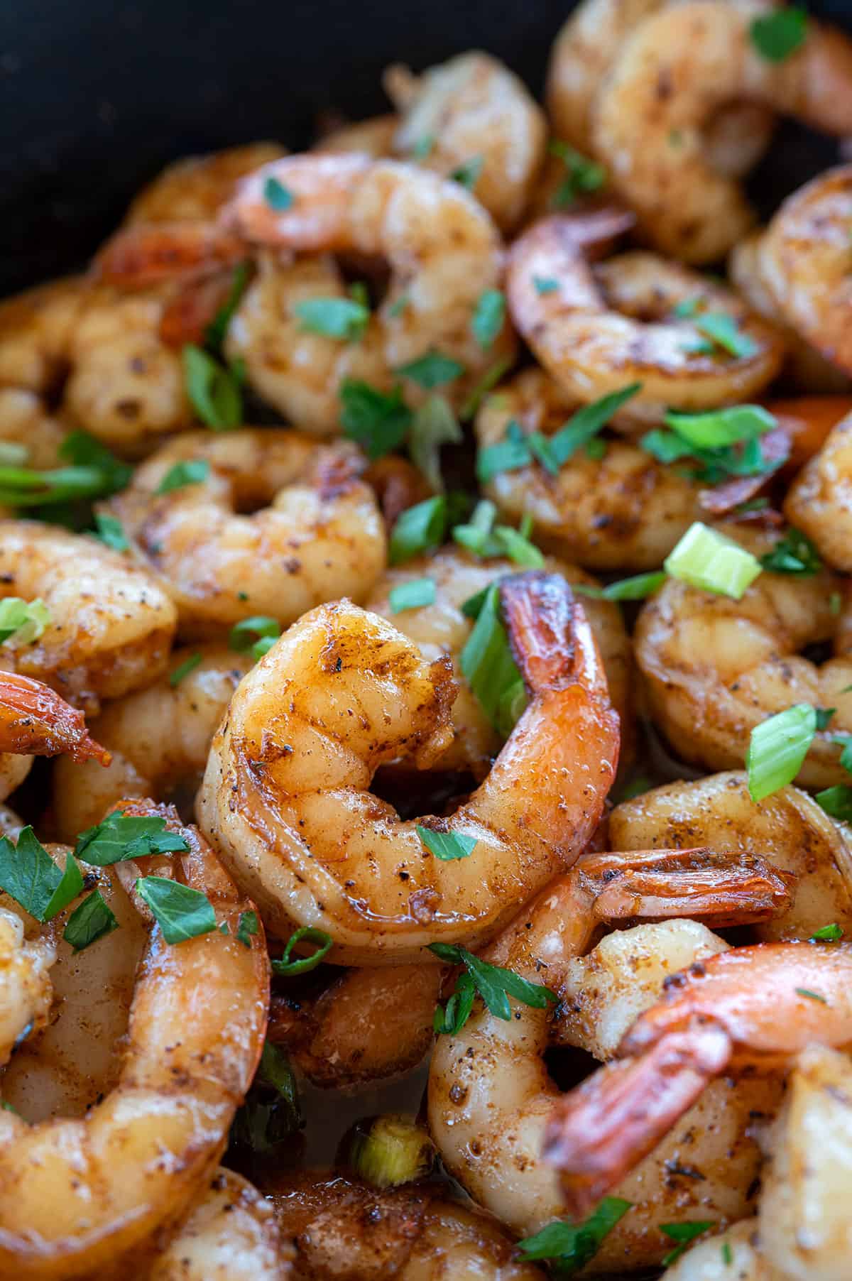 close up of BBQ shrimp.