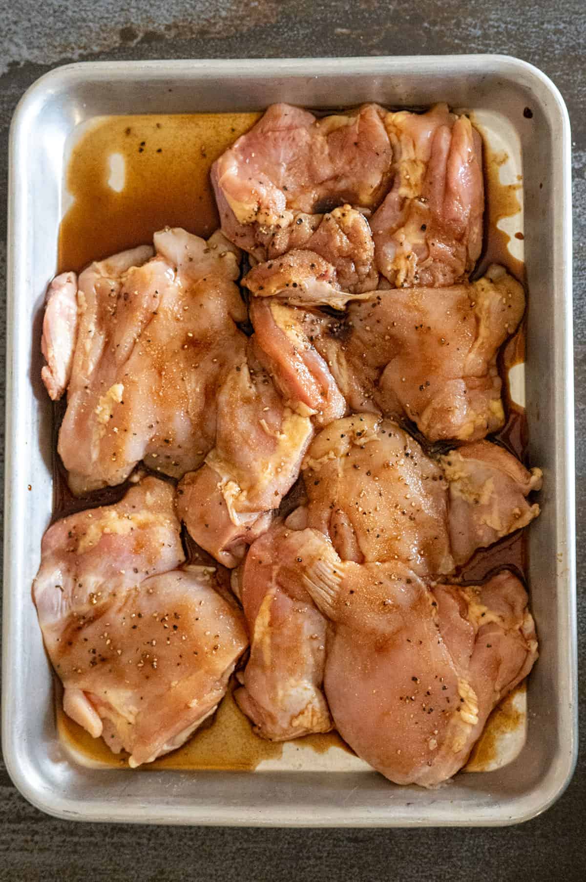 Seasoned grilled chicken thighs.