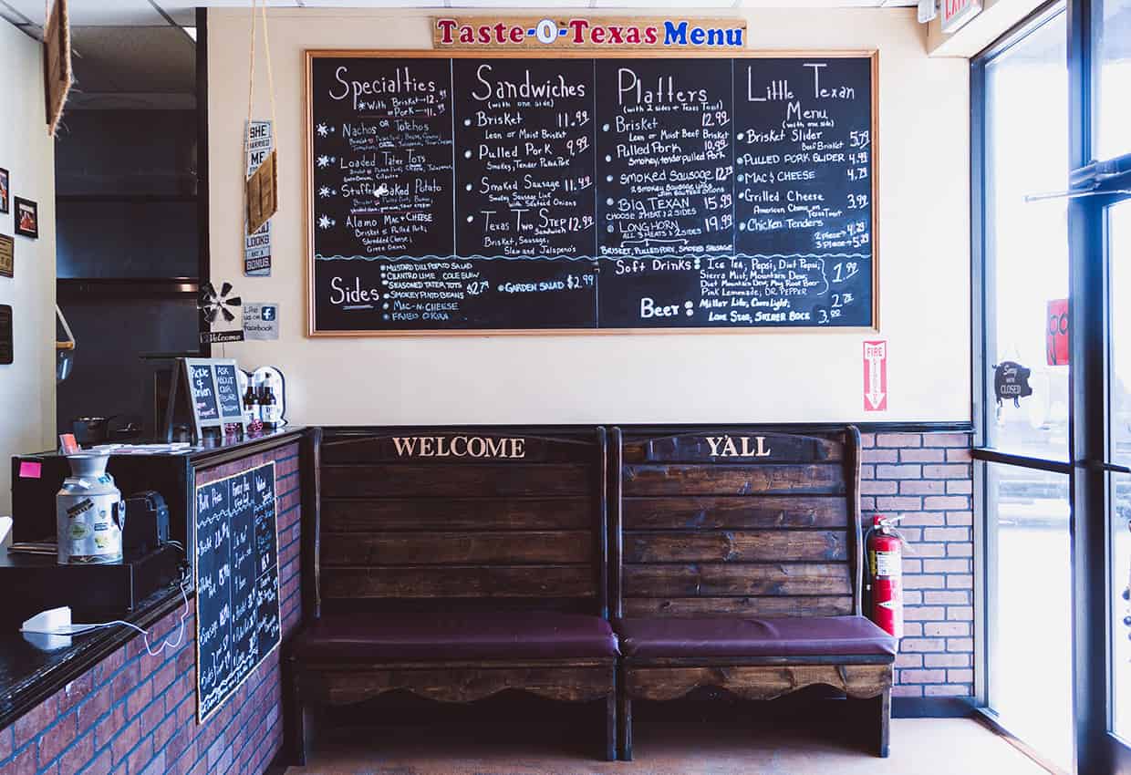 A blackboard menu showcasing local cuisine in a restaurant located in Loudon County.