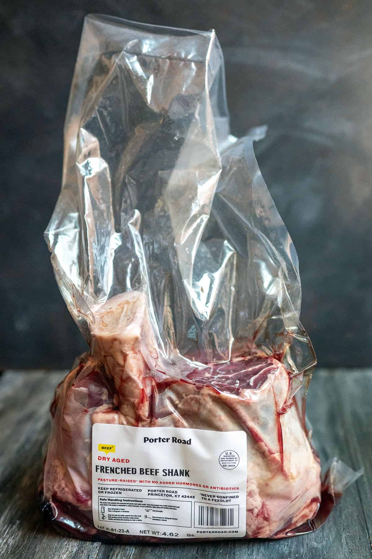 Beef shank in package.