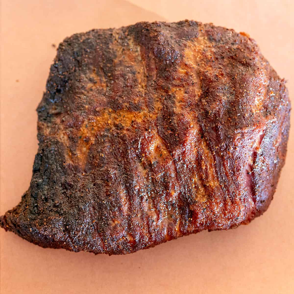 Smoked brisket point on butcher paper.
