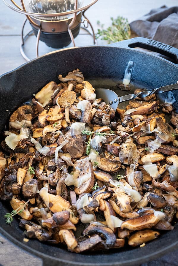 Mushrooms topped with Fontina cheese.