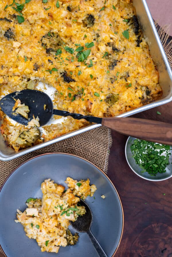 Smoked Chicken Broccoli Rice Casserole.