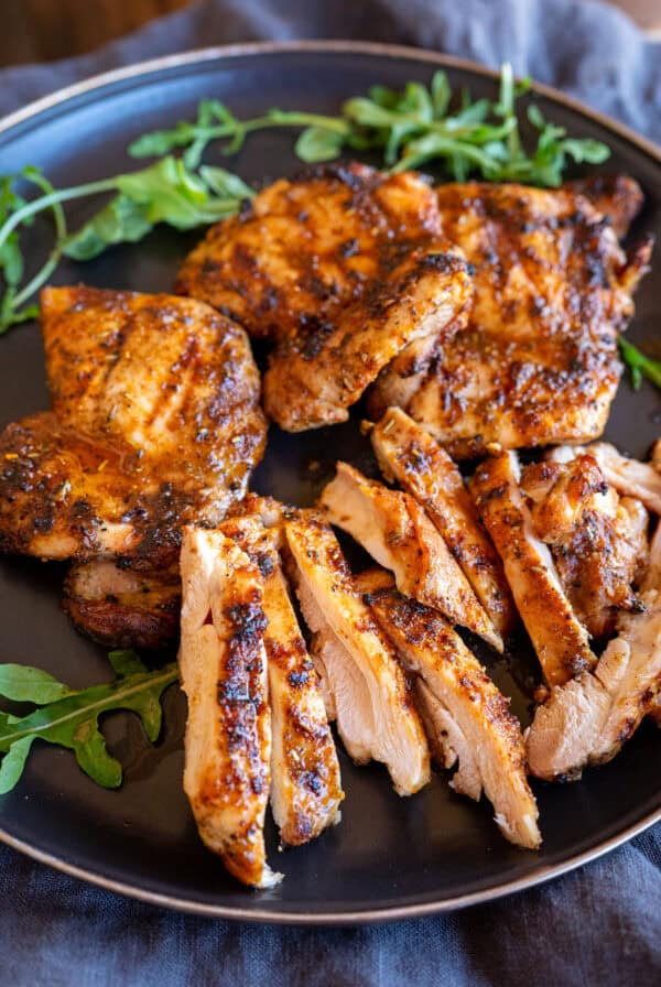 Sliced Grilled Boneless Skinless Chicken Thighs.