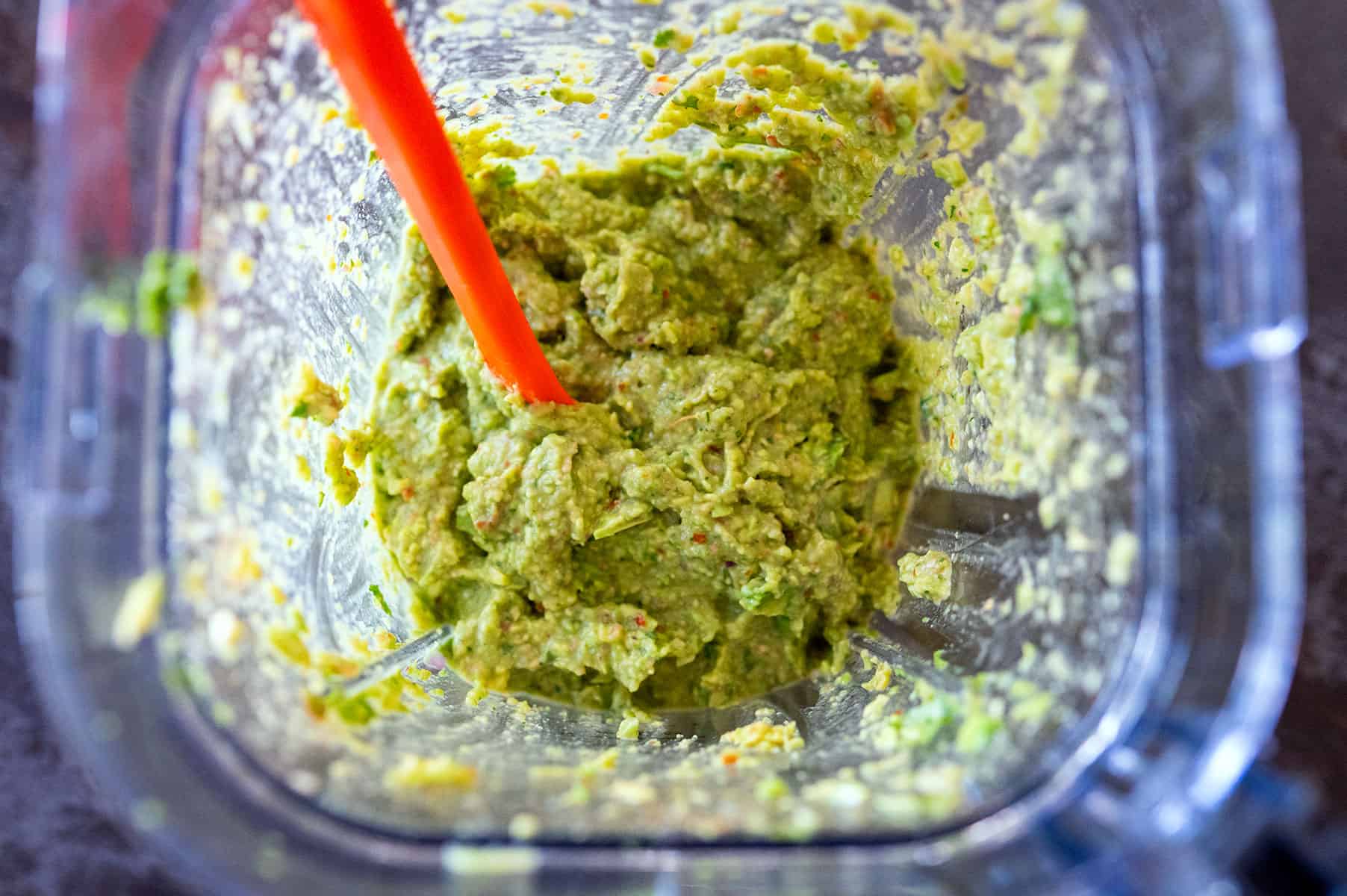 mashed avocado in blender.