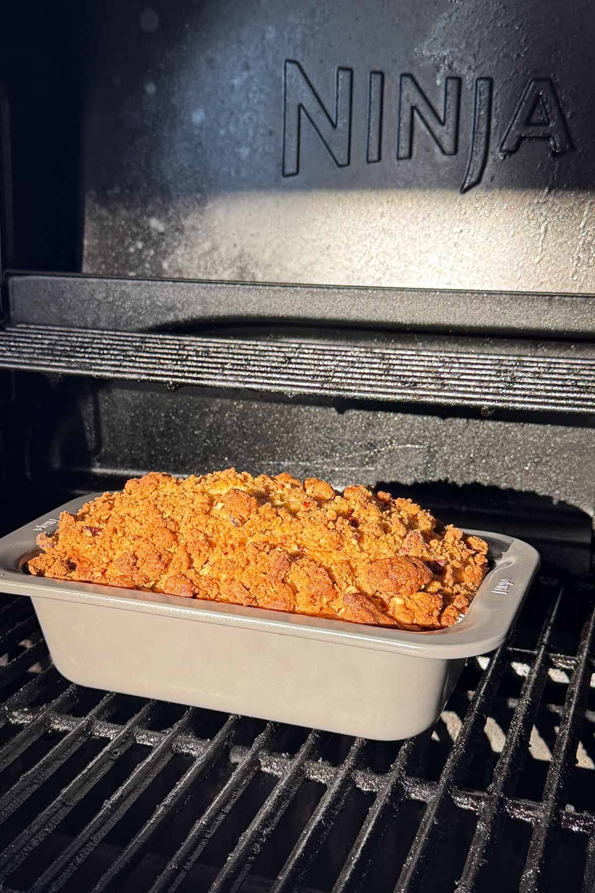 banana bread on grill.