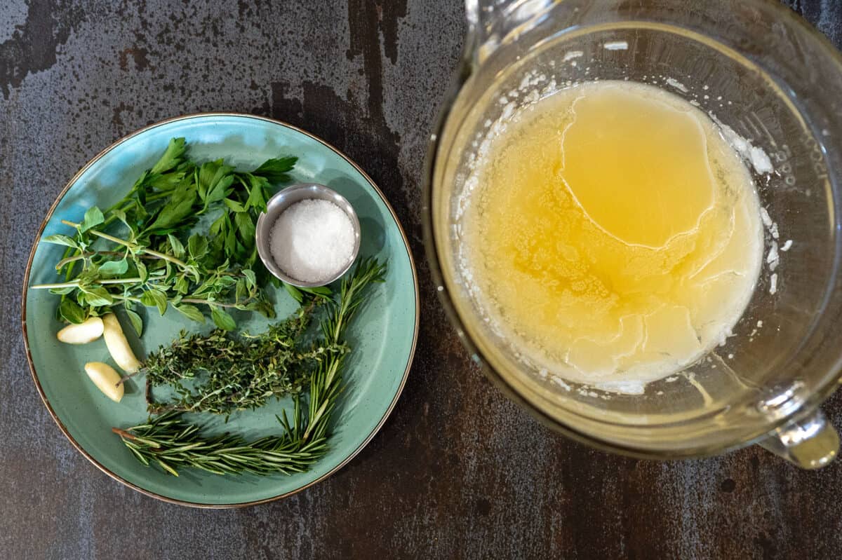 Herbs and beef tallow.