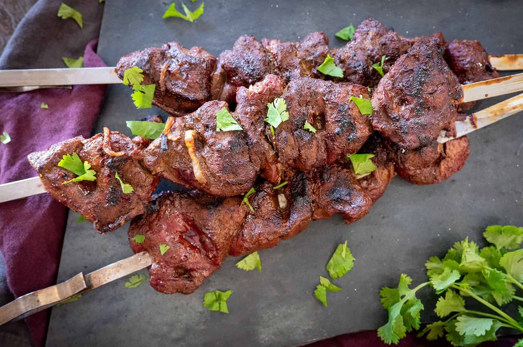 Grilled liver skewers.