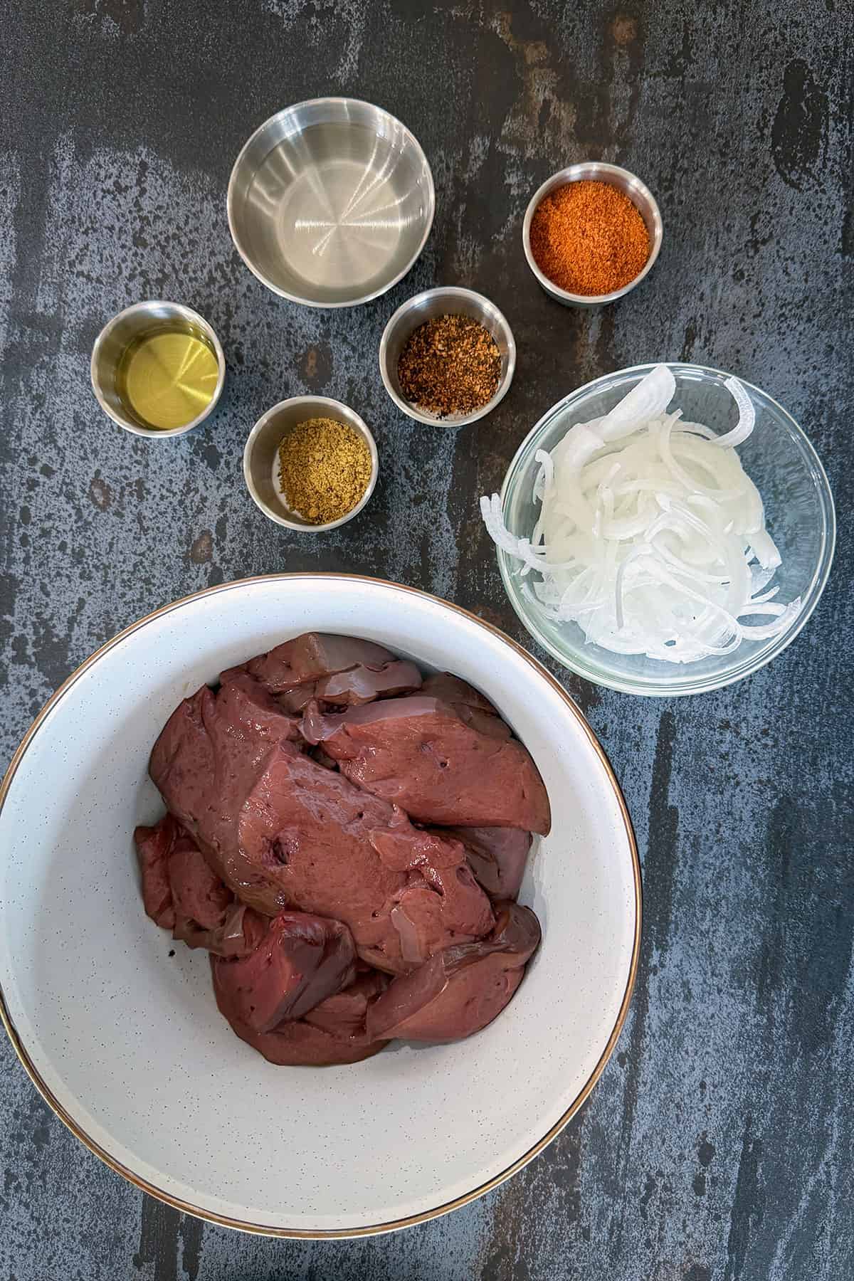 Grilled liver ingredients.