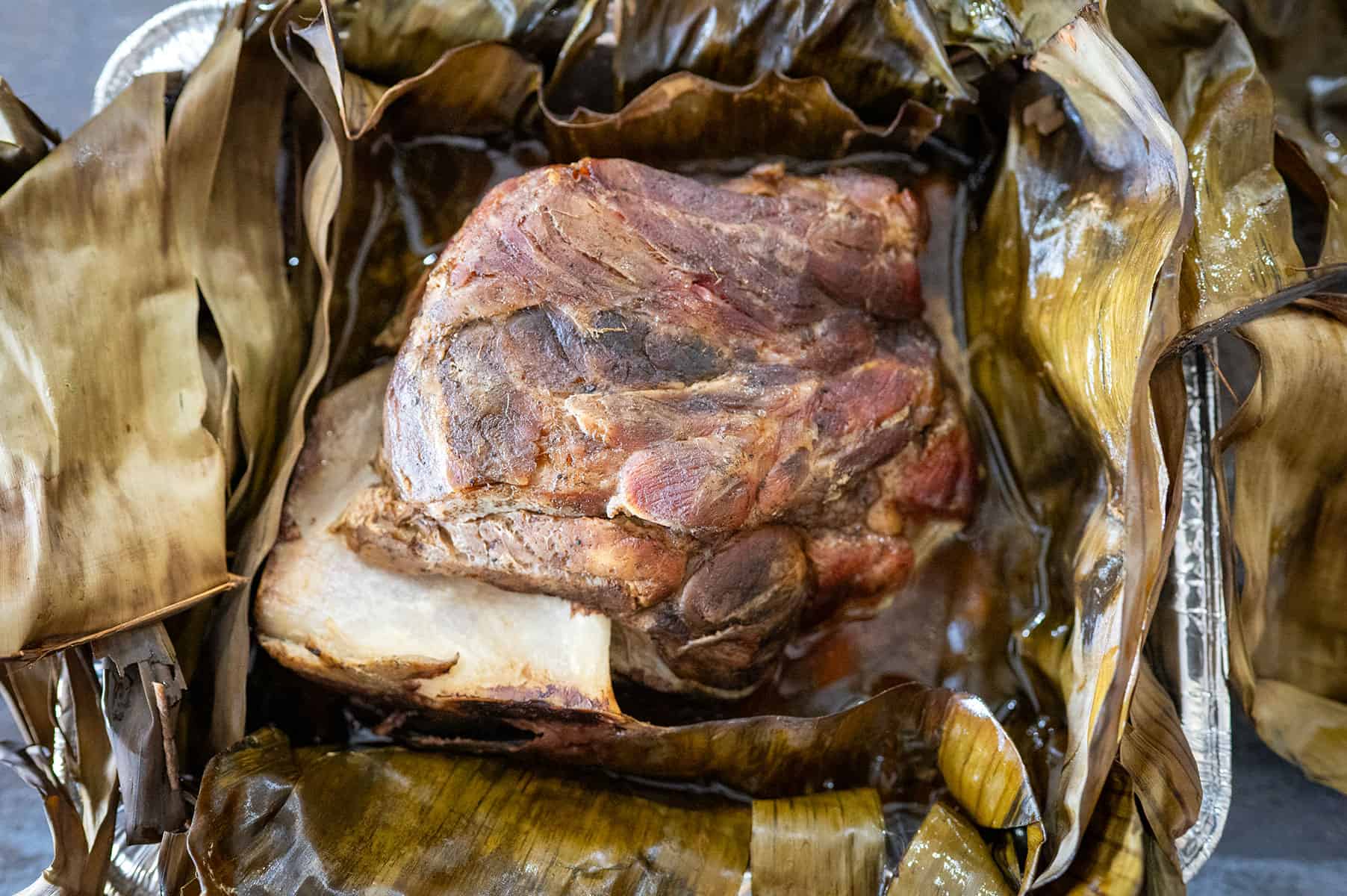 smoked kalua pork, unwrapped.