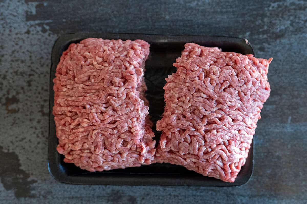 1 pound ground beef divided in half.