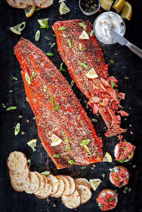 Platter of Smoked Salmon Pastrami.