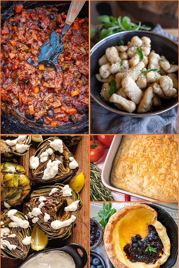 osso buco, gnocchi, artichokes, focaccia, german pancakes.