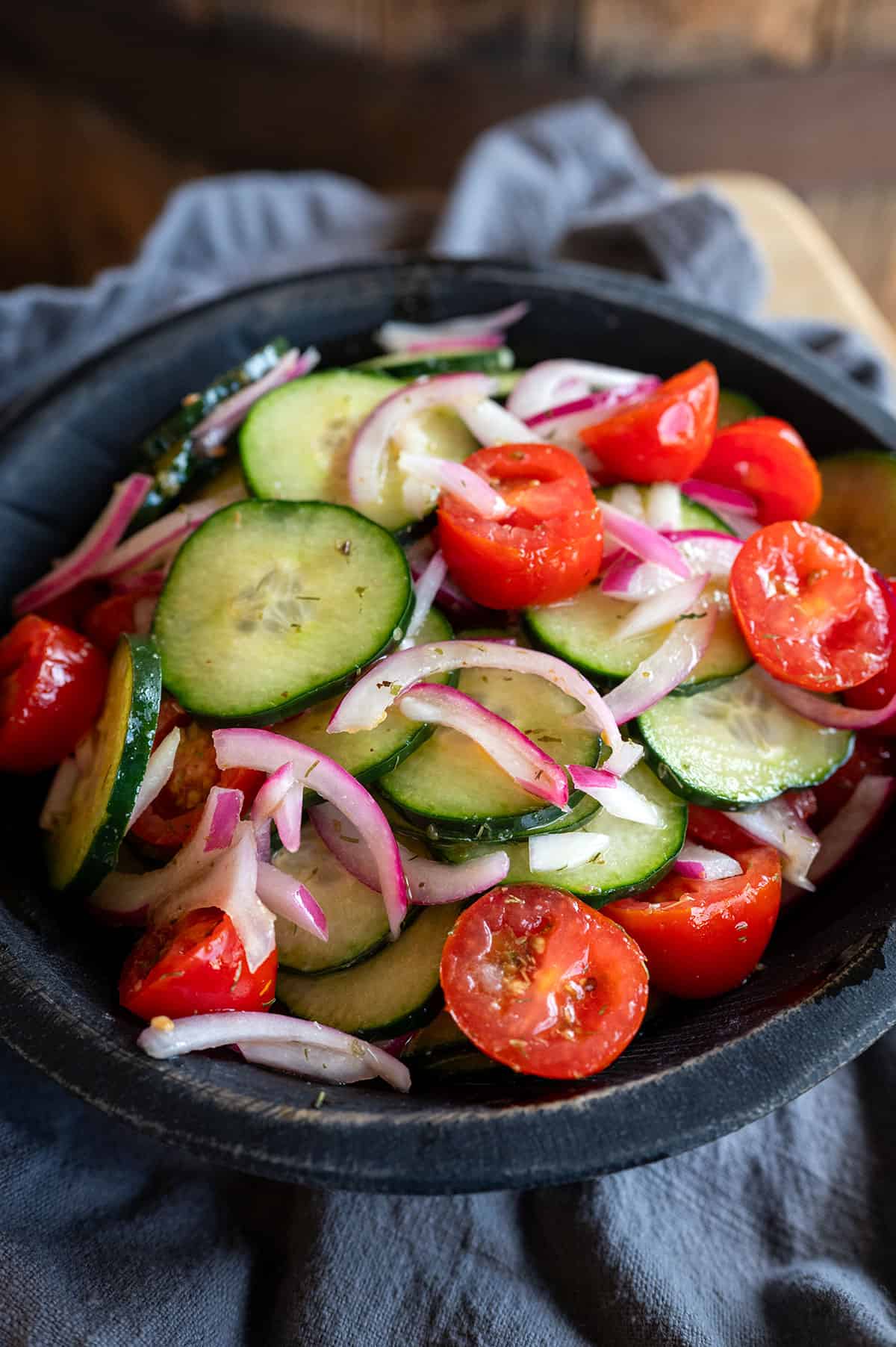 Bowl of cucumber salad.