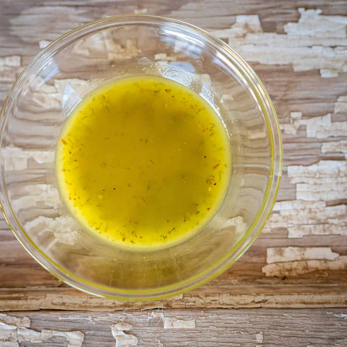 Bowl of Italian dressing.
