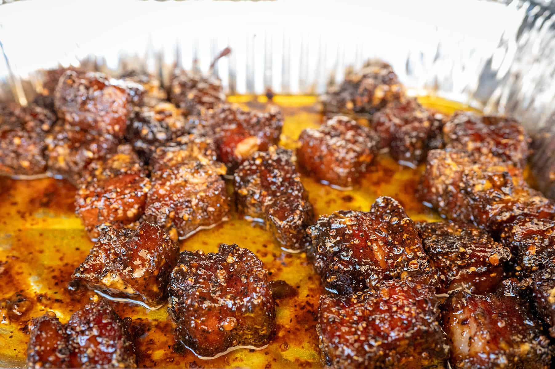 Smoked Pastrami Pork Belly Burnt Ends