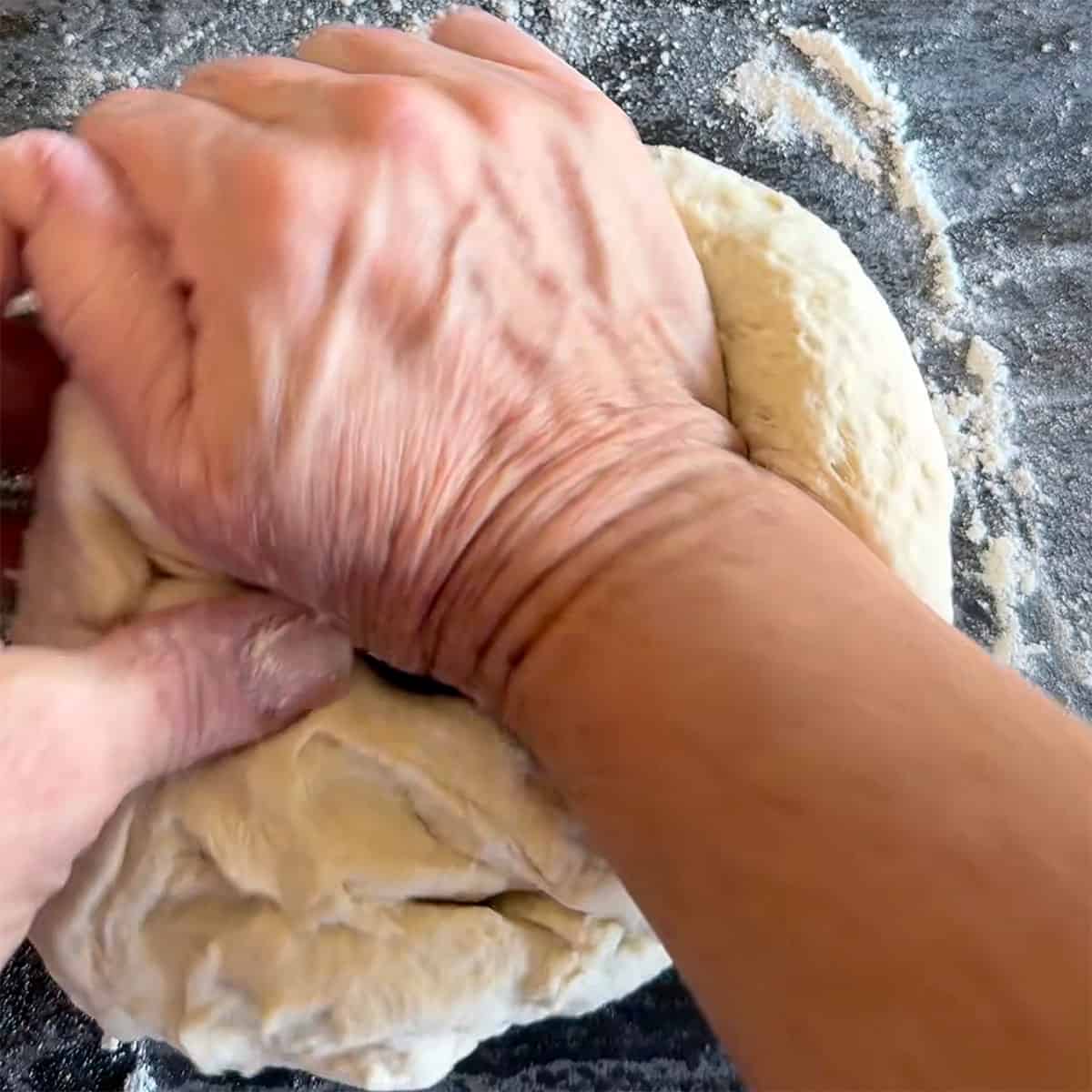 Kneading flatbread.