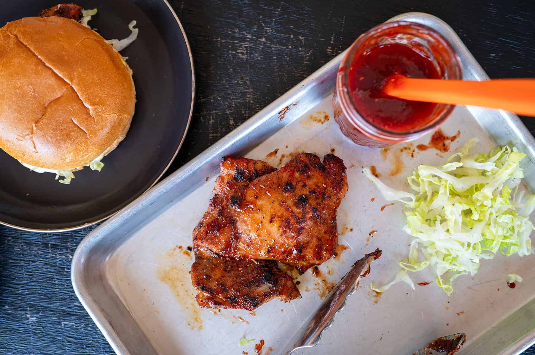 platter of Raspberry Chipotle Chicken Sandwiches.