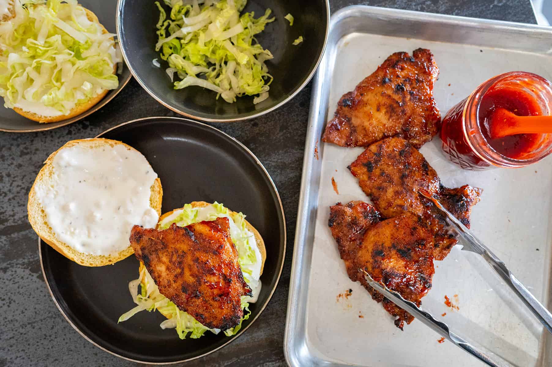 platter of Raspberry Chipotle Chicken Sandwiches.