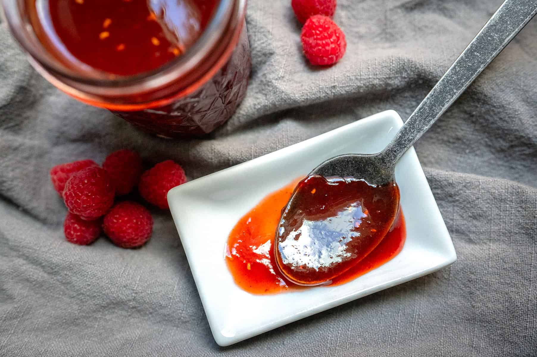Spoonful of Raspberry Chipotle Sauce.