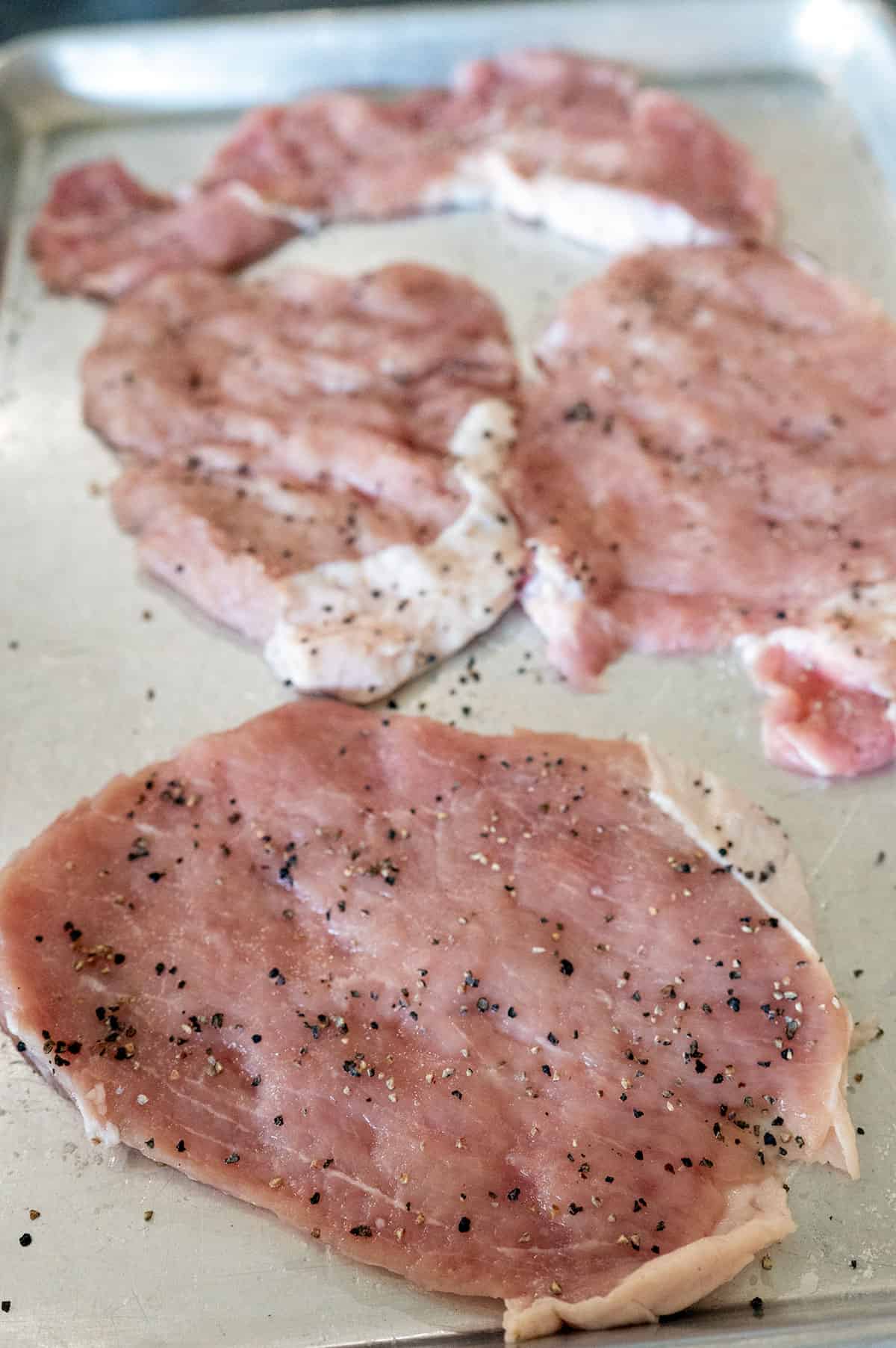 thinned pork cutlet seasoned.