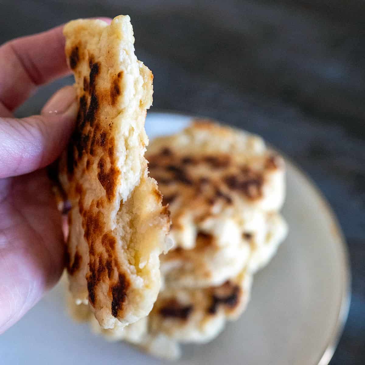 Thick flatbread without weighed ingredients.