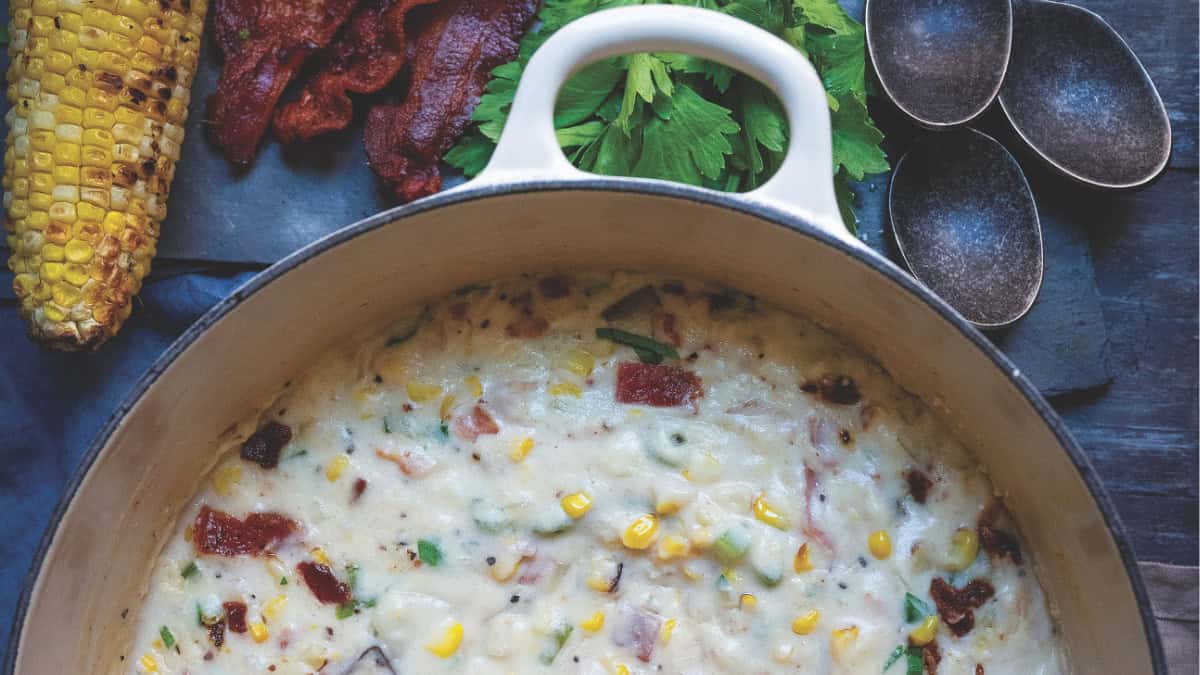 Bacon Corn Chowder with Grilled Corn