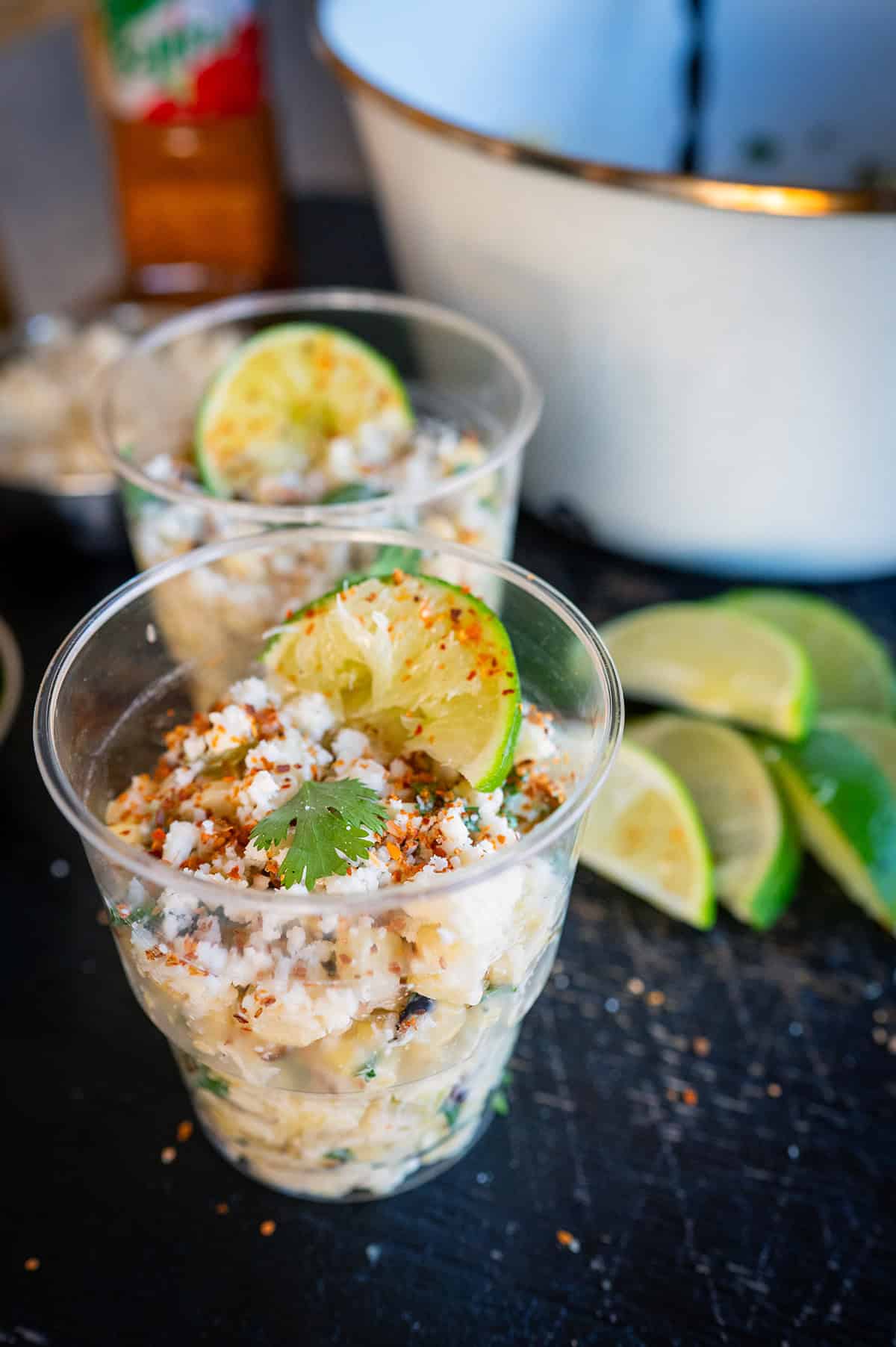 Cups of Mexican Corn Salad.