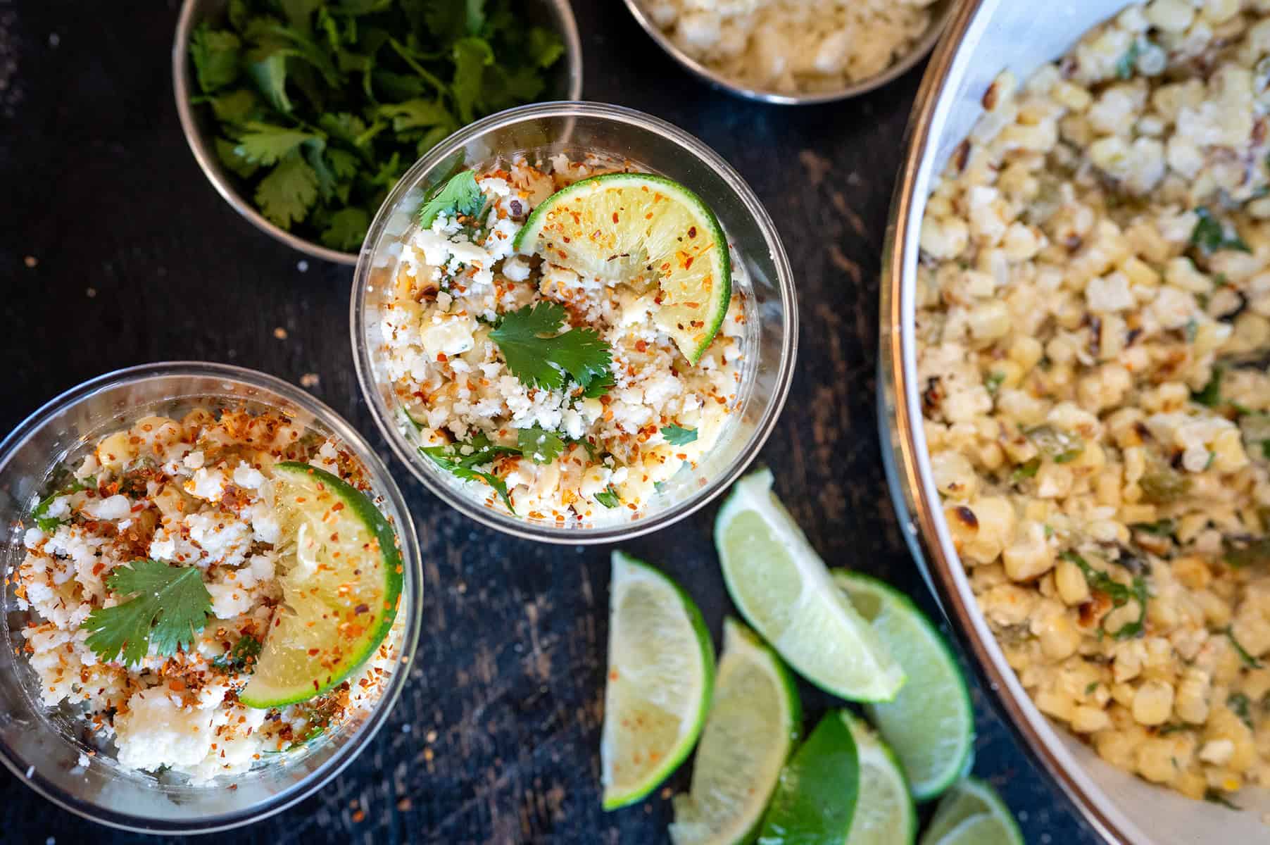 Cups of Mexican Corn Salad.